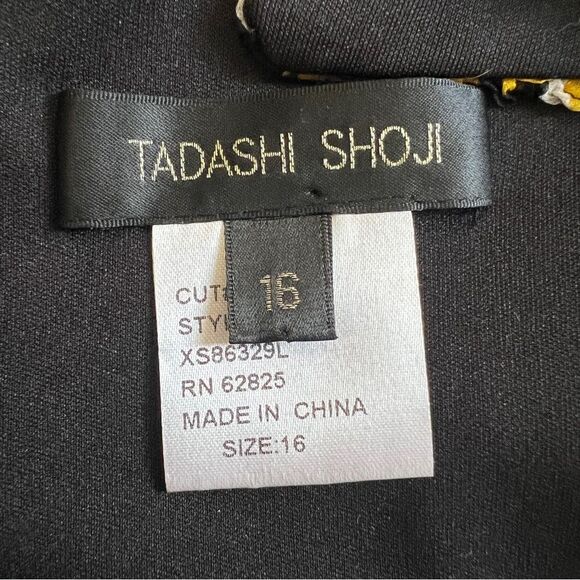 Tadashi Shoji Silk Gown Yellow Black Animal Print Formal Maxi Dress 16 - Picture 6 of 9